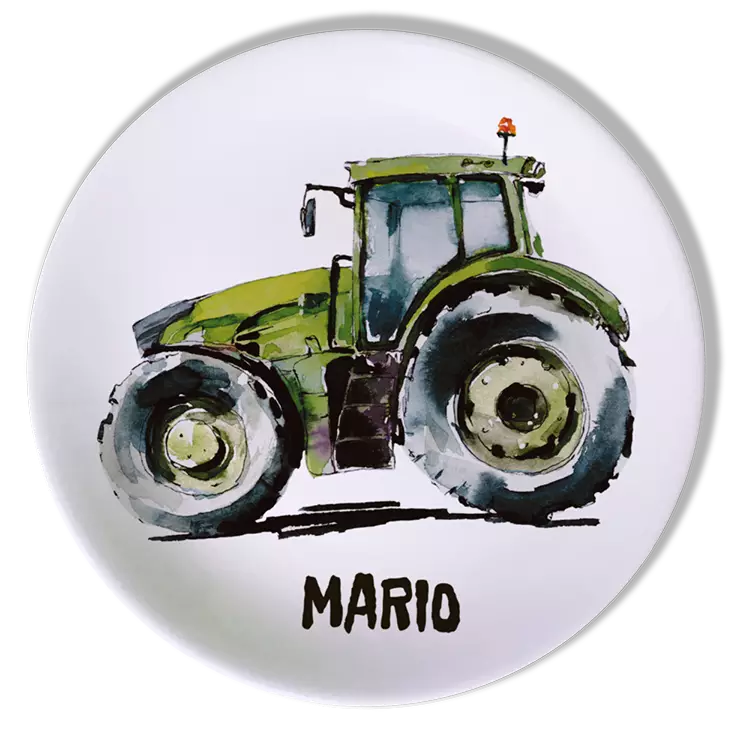 Plato personalizado con dibujo de tractor