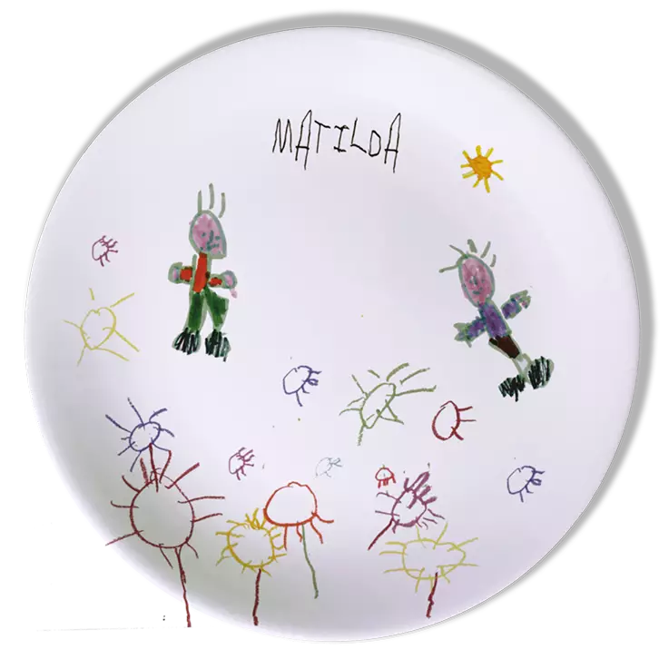 Plato personalizado con dibujo infantil matilda